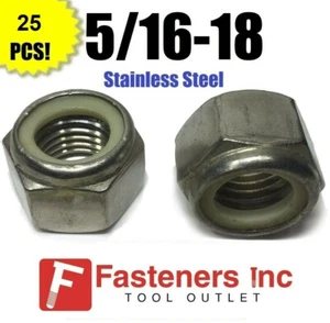 (Stck 25) 5/16-18 Edelstahl Nylon Einsatz Sicherung Sechskantmutter UNC Nylock - Bild 1 von 3