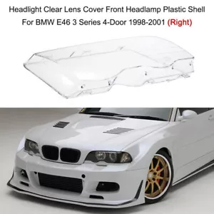 Right Headlight Headlamp Plastic Clear Lens Cover For BMW E46 3 Series 1998-2001 - Bild 1 von 7