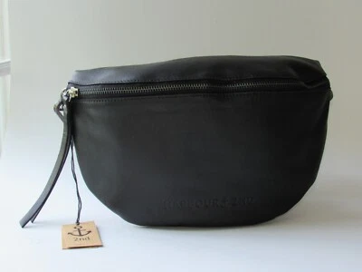 Harbour 2nd Black Ash Genuine Leather Guitar Strap Large Belt Bag Fanny Pack NWT - Image 1 of 3