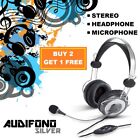 Audifono Silver Headphones with Microphone for Gaming Headset for iPhone Samsung