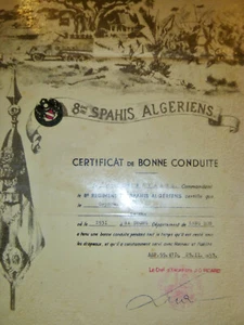 1953 French Indochina Honourable Discharge 8ème Spahis Vietnam War - Document - Bild 1 von 10