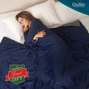 Quility Weighted Blanket for Adults-15LB-Queen-Heavy Blanket for Cooling-Blue - Picture 1 of 7