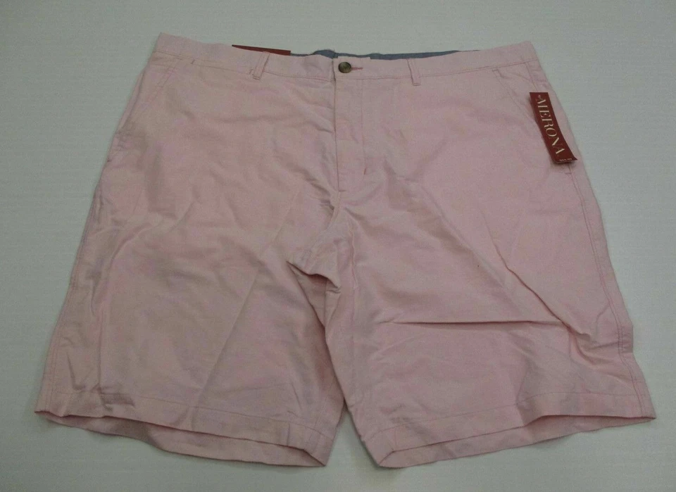 Новые мужские повседневные розовые шорты MERONA размер 42 100% хлопок плоская передняя часть - Изображение 1 из 4