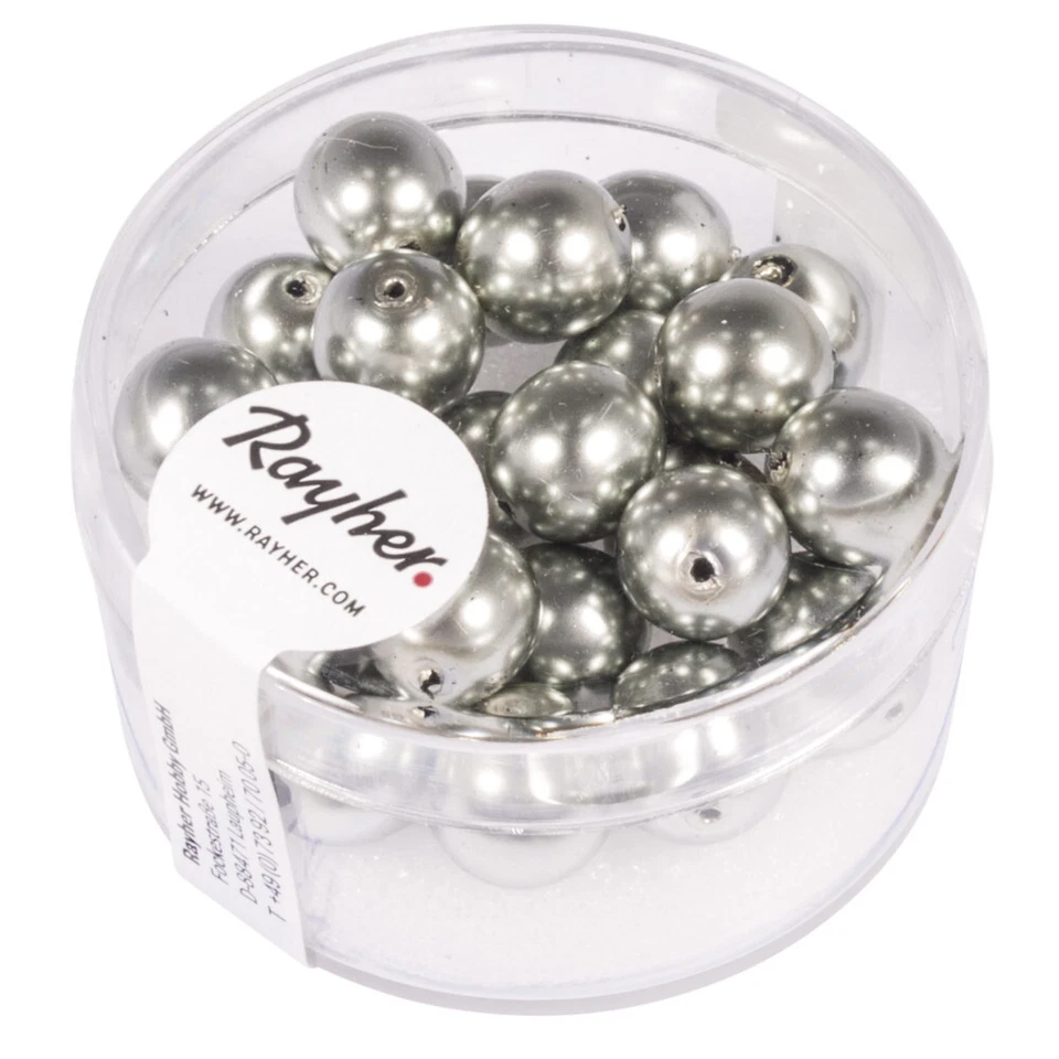 Rinascimento Perle IN Vetro, 8mm Ø, Argento Antico, Casella 25 Pz - Immagine 1 di 1