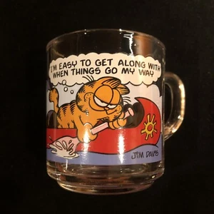 Vtg 1978-80 Garfield Glass Mug McDonald’s I’m Easy To Get Along With When Things - Picture 1 of 5