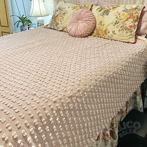 Anthropologie Mauve Pink CHENILLE Polka Dot Cotton Duvet Cover Full / Queen Size - Picture 1 of 8