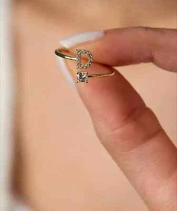 1.10Ct Round Cut Real Moissanite Letter 'D" Ring 14K Yellow Gold-Plated silver - Picture 1 of 9