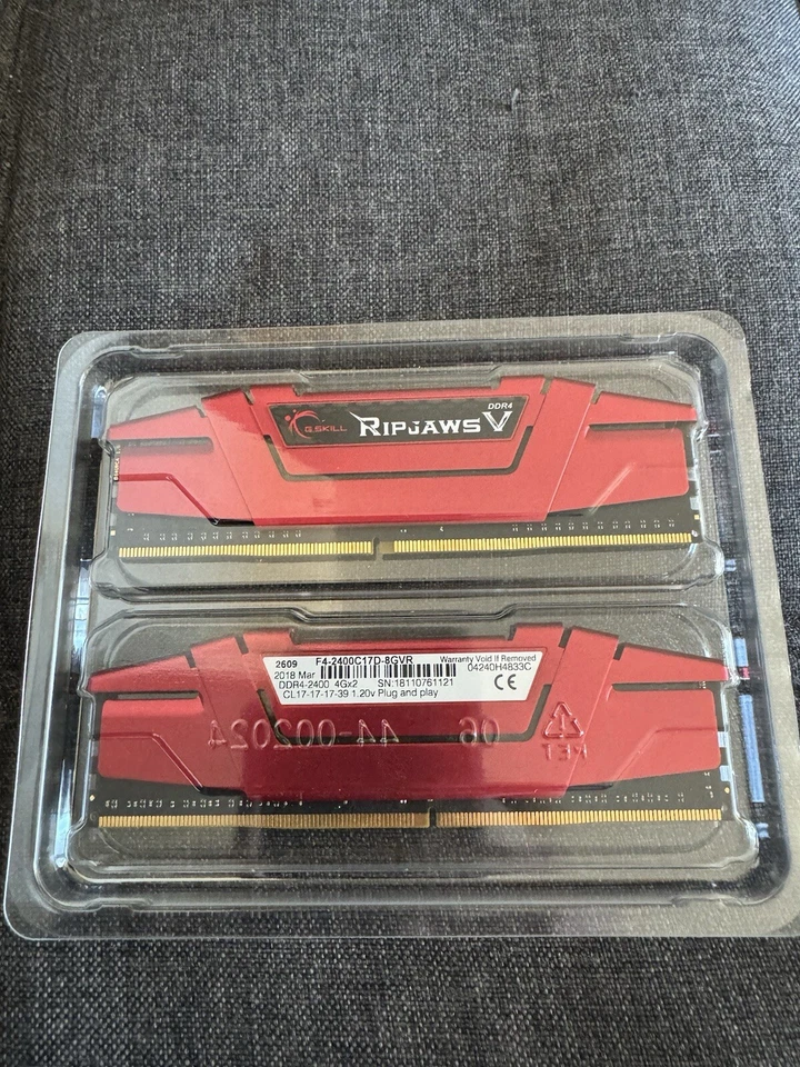 2 sticks Desktop Computer Memory DDR4-2400 4Gx2 CL17 G.SKILL RipJaws - Image 1 of 2