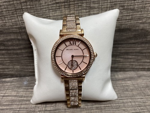 Orologio Michael Kors Abbey Donna Oro Rosa Glitz 4617 Quadrante Rosa Cinturino Cristallo Pavimentazione