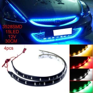 Car Flexible Strip Lights 12V 30cm Flexible Waterproof 15LED 3528 SMD 4pcs & - Picture 1 of 11