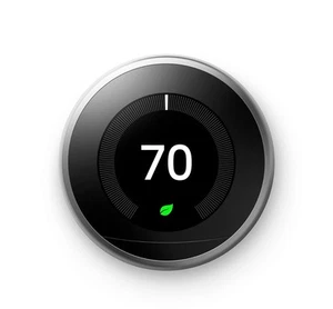 Google Nest 3rd Generation Learning Thermostat T3007ES Wi-Fi Stainless Steel New - Picture 1 of 17