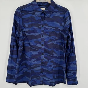 Foxcroft Blue Camouflage Button Up Long Sleeve Shirt Womens Size 12 - Picture 1 of 8