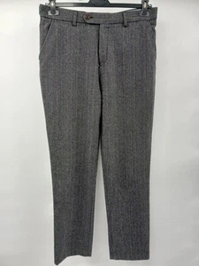 White Stuff Herringbone Trousers Dark Grey Wool Blend W34 L32 - Picture 1 of 6