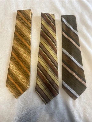 Комплект из 3 Haband's галстук полоски/пейсли многоцветный полиэстер винтажный красивый - Изображение 1 из 2