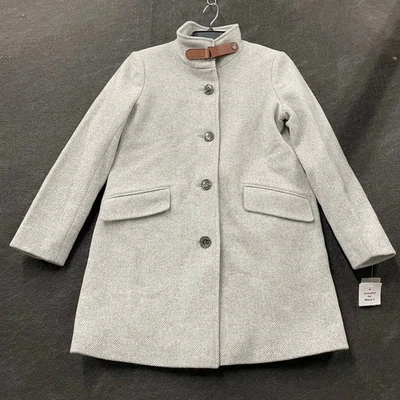 RALPH LAUREN Tab Front Wool Blend Coat Women's Size 2P Light Grey  - Image 1 of 4