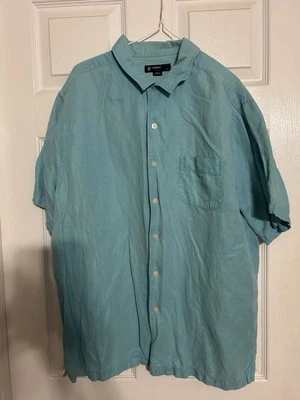 Daniel Cremieux Men’s Short Sleeve Teal Blue Shirt Size XL Linen & Silk - Image 1 of 4