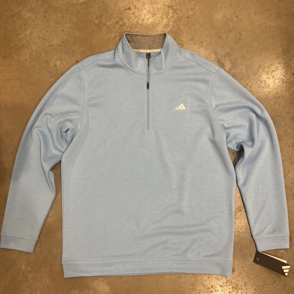 adidas Men's Size 2XL Blue Burst Quarter Zip Elevated Sweatshirt
