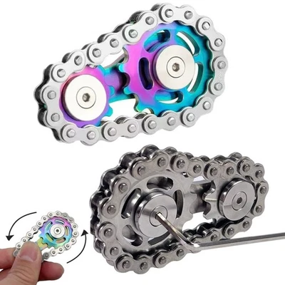Sprockets Flywheel Fingertip Gyro Gear Chains Fidget Spinner Metal Desk EDC Toys - Image 1 of 4