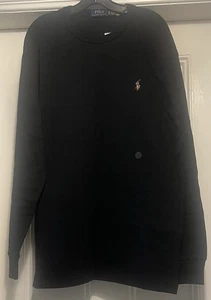 Authentic Polo Ralph Lauren Medium Tall (MT) Black Long Sleeve Tee Rainbow Logo - Picture 1 of 5