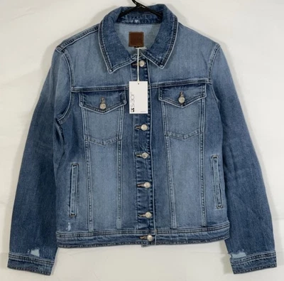 NWT Women’s Joe’s Jeans Gwennie Button Up Blue Denim Jean Jacket Distress Medium - Image 1 of 4
