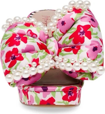 花卉高跟鞋 Betsey Johnson 厚底珍珠蝴蝶结鞋 8 码 — 第 1/4 张图片