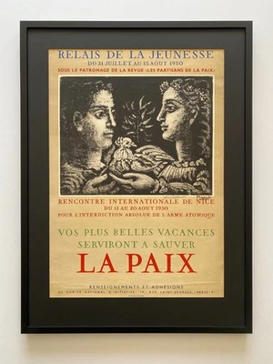 帕布洛·皮卡索 罕见 1950 年 手签 "LA PAIX" MOURLOT LITHO 印花框海报 — 第 1/4 张图片