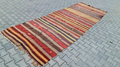 Alfombra antigua de 1800, alfombra kilim antigua, alfombra de Anatolia, kilim hecha a mano, alfombra de área 5x13 Foto 1 de 4