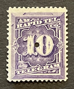 Travelstamps: 1881 US STAMP SCOTT 1T4 "Rapid Tel Telegraph Numeral 10”, 10 CENT - Picture 1 of 5
