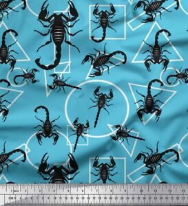 Soimoi Fabric Geometric Shapes & Scorpion Insects Print Fabric BTY-IN-529E