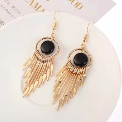 Moda Mujeres Pendientes Gancho Creativo Metal Borla Flecha Negro Círculo 0025 Foto 1 de 4