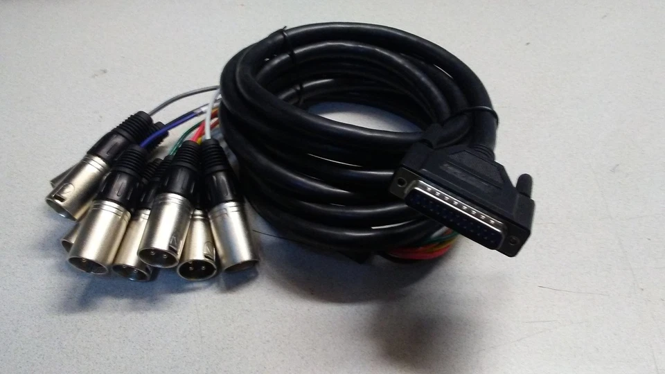 25 pin DSUB male to 8 channel XLR male, 10ft snake cable  - Image 1 of 1