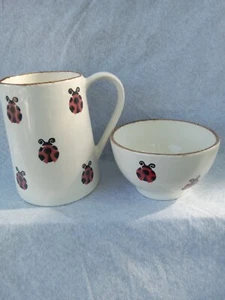 Portugal Lady Bug Pitcher And Serving Bowl - Picture 1 of 4