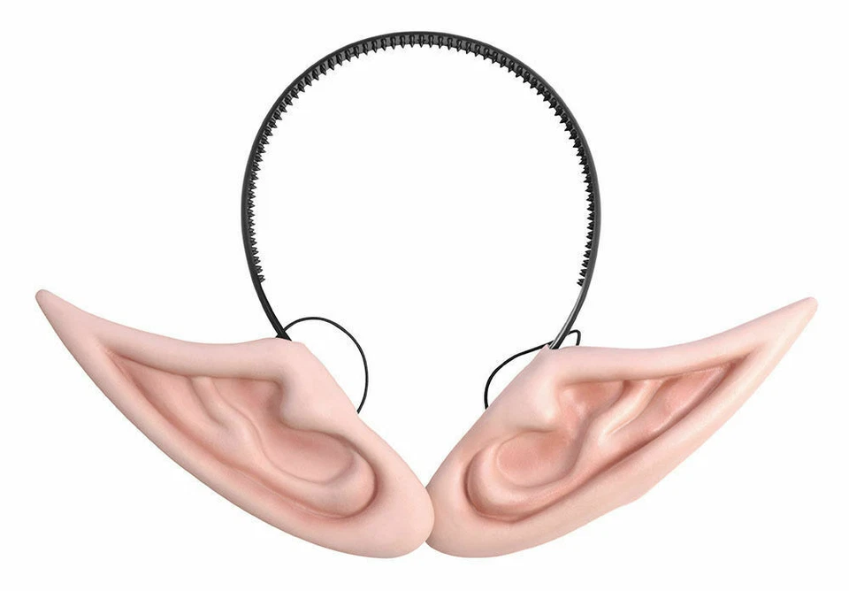 Giant Rubber Elf Pixie Ears on Headband Fancy Dress Prostatic Latex Cartoon - Image 1 of 1