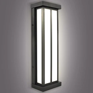 LED Outdoor Wall Sconce, 16In Outdoor Wall Light, Black Aluminum, 3CCT 3000K 400 - Picture 1 of 6