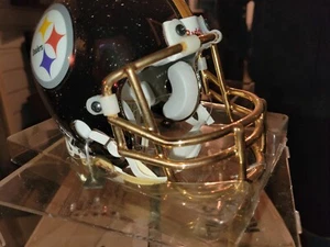 Rare Pittsburgh Steelers CHROME 24K GOLD facemask mini helmet #d/3000 NIB - Picture 1 of 6
