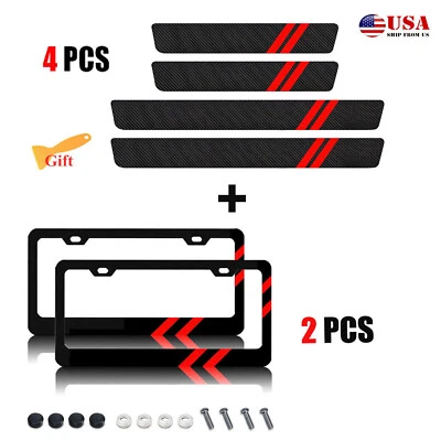 For Dodge Accessories Car Door Sill Protector + Car License Plate Frame Cover M7 - Image 1 of 4