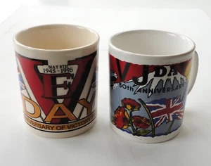 2 tazzine caffè VE VJ Day 50° anniversario come nuove Kilncraft Staffordshire Inghilterra - Foto 1 di 17