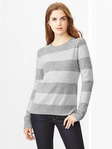 Suéter de lana de cordero a rayas para mujer GAP mezcla gris brezo talla M, nuevo con etiquetas - Imagen 1 de 6