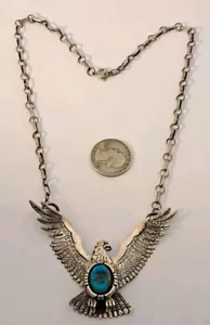 Collar ROBERT KELLY Plata Esterlina Azul Turquesa Águila Nativa Americana BONITO - Imagen 1 de 10
