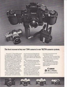 Sistema Canon F1 1971 anuncio impreso/conducción por motor/revista de exposición 250/10.750 USD - Imagen 1 de 1
