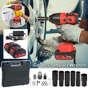 1/2" Electric Impact Wrench Cordless Brushless Rattle Gun Drill Kit 2 Battery - Picture 1 of 18
