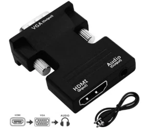 HDMI Buchse zu VGA Stecker Konverter mit Audio Adapter Unterstützung 1080P Signalausgang - Bild 1 von 6