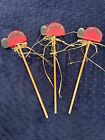 Wooden Ladybugs Decor On Dowels 14" Party Baby/Child Room Spring Garden Set of 3