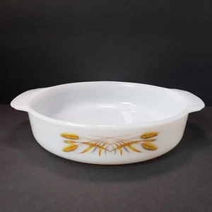 Fire King Golden Wheat 8" Round White Milk Glass Casserole Baking Dish - Picture 1 of 14
