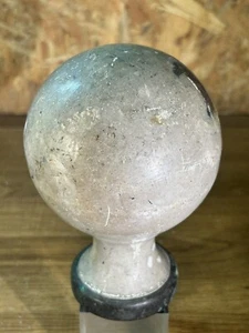 old large stairball patinated marble, brass base, 19th century, chic decor - Picture 1 of 8