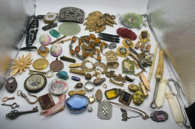 Lote de joyas y artículos antiguos de colección como está desgaste/reparación/piezas/reutilización Foto 1 de 4