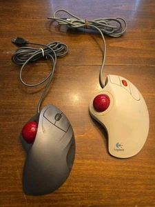 2 Logitech TrackMan Marble Plus Trackball Mouse Wheel Wired - Picture 1 of 7