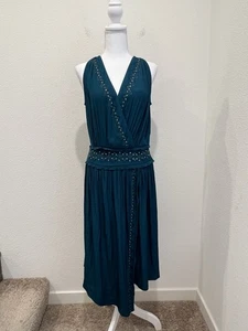 Ramy Brook April Teal Blue Embellished Midi Dress, size S - Picture 1 of 13