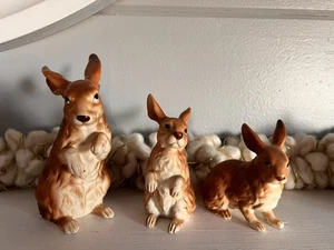 Lefton Japan Brown Easter Bunny Family, Set Of 3 - Picture 1 of 14