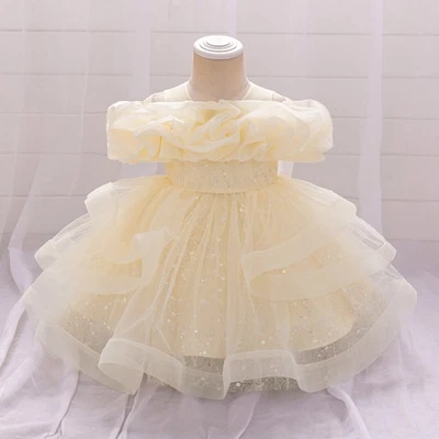 Baby Wedding Princess Girl Dress Toddler Tulle Baptism Kids Birthday Party Prom - Image 1 of 4